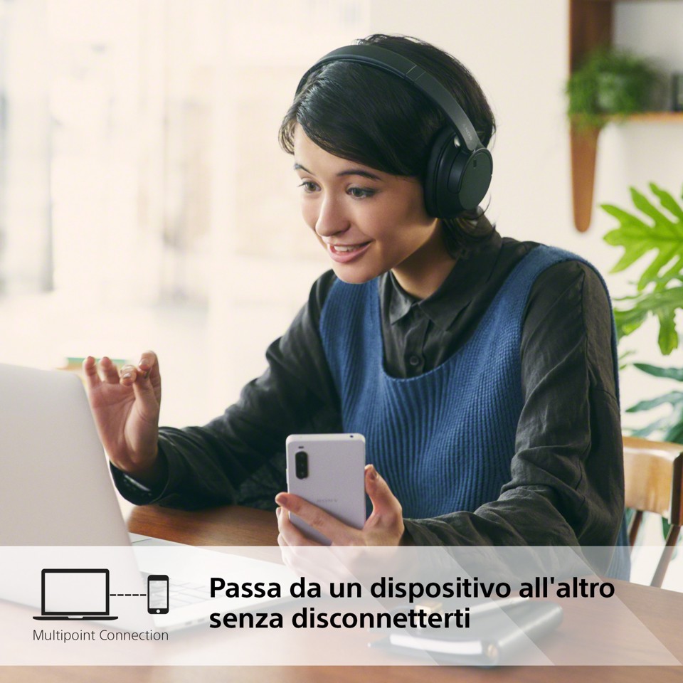 Sony WH-CH720N Cuffie Bluetooth wireless con cancellazione del rumore - Durata della batteria fino a 35 ore e ricarica rapida - Nero