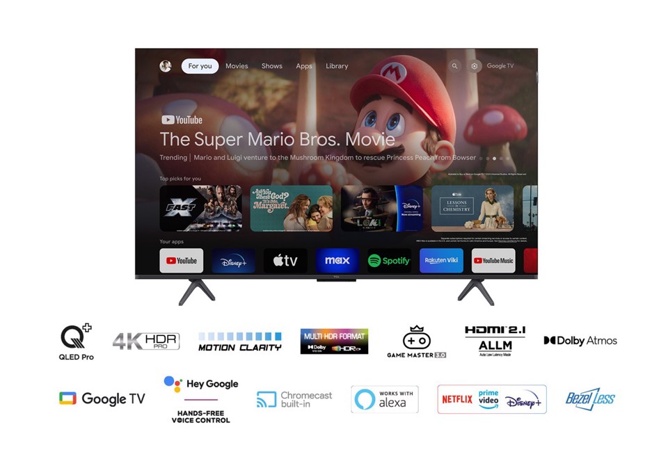 TCL C65 Series Serie C6 Smart TV QLED 4K 50" 50C655, Dolby Vision, Dolby Atmos, Google TV