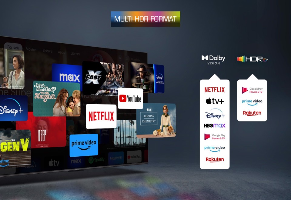 TCL C65 Series Serie C6 Smart TV QLED 4K 75" 75C655, audio Onkyo con subwoofer, Dolby Vision - Atmos, Google TV