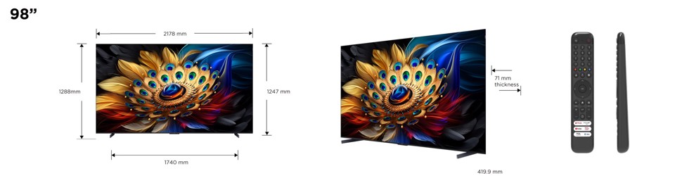 TCL C65 Series Serie C6 Smart TV QLED 4K 98" 98C655, 144Hz, audio Onkyo con subwoofer, Google TV