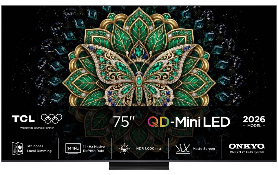 TCL C6K Pro TV 75C6K PRO 75” QD-Mini LED TV, 4K HDR 1000 nits, 312 zone di dimming, Google TV, Dolby Vision & Atmos, 2.1 Onkyo, 144Hz, AirPlay 2