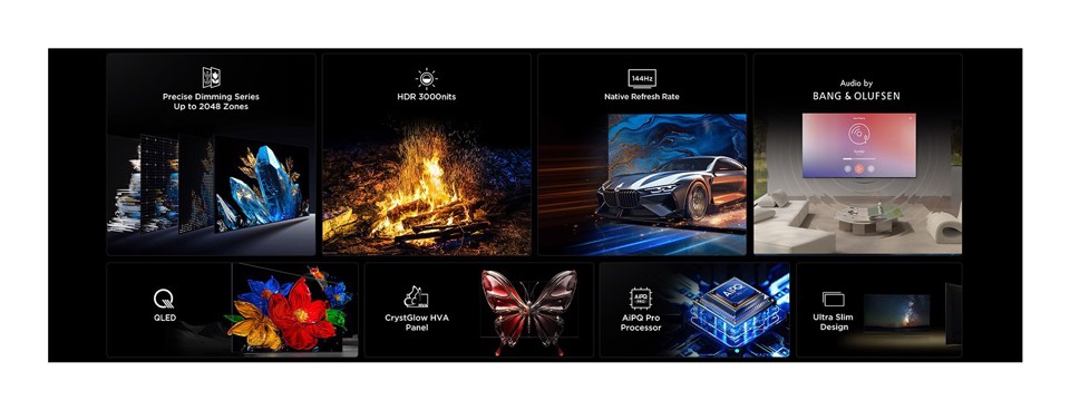 TCL C79K Serie Smart TV QD-MiniLED 4K 55" 55C79K, 144Hz, audio B&O, Dolby Vision IQ & Atmos, Google TV