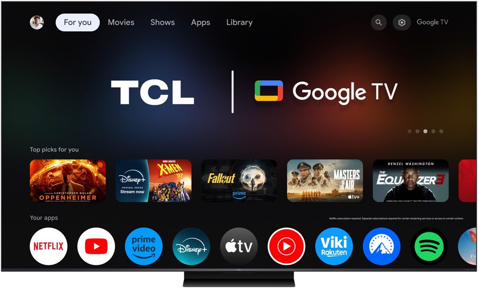 TCL C7L TV 65C7L SQD‑Mini LED da 65", 4K HDR, 3000 nit, 1.152 zone di dimming, Google TV, 144Hz, Dolby Vision & Atmos, Audio Bang & Olufsen