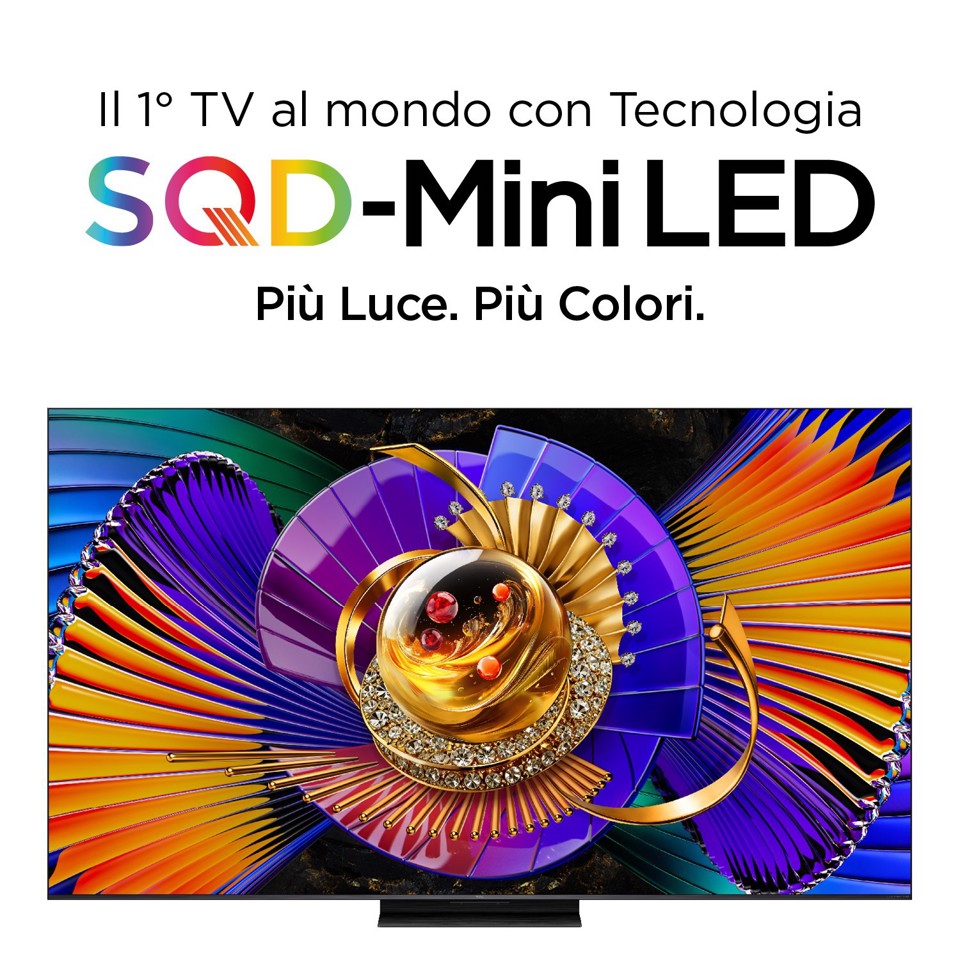 TCL C7L TV 75C7L SQD‑Mini LED da 75", 4K HDR, 3000 nit, 1.352 zone di dimming, Google TV, 144Hz, Dolby Vision & Atmos, Audio Bang & Olufsen