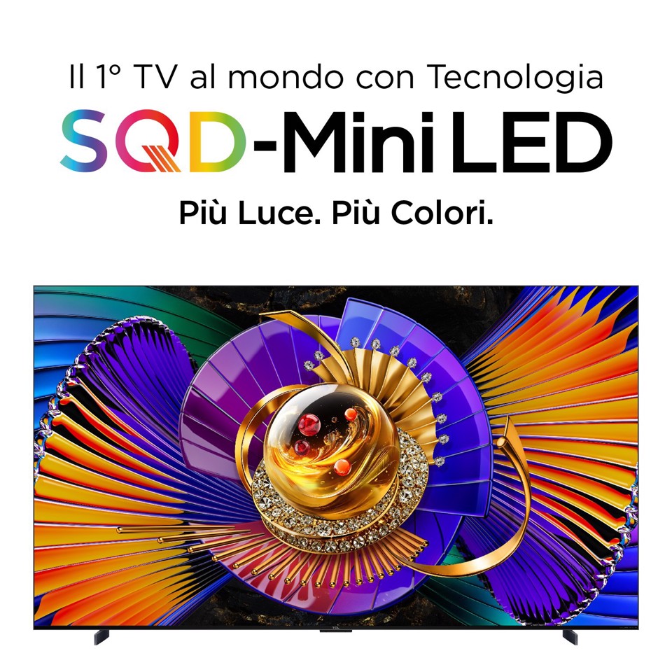 TCL C7L TV 98C7L SQD‑Mini LED da 98", 4K HDR, 3000 nit, 2.176 zone di dimming, Google TV, 144Hz, Dolby Vision & Atmos, Audio Bang & Olufsen