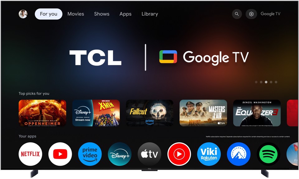 TCL C7L TV 98C7L SQD‑Mini LED da 98", 4K HDR, 3000 nit, 2.176 zone di dimming, Google TV, 144Hz, Dolby Vision & Atmos, Audio Bang & Olufsen