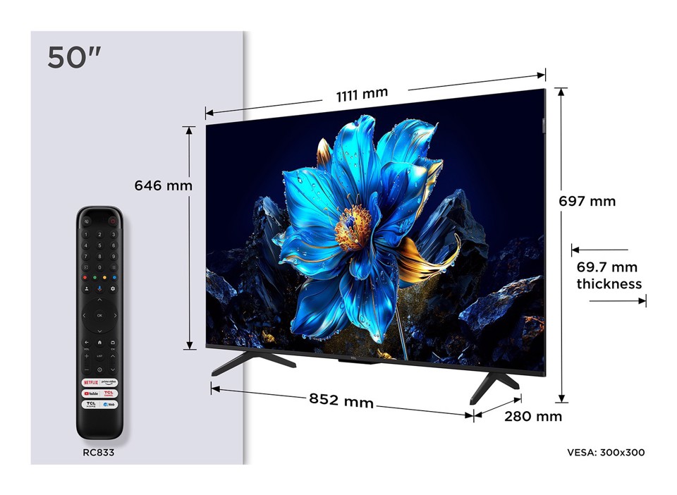 TCL P79K Serie Smart TV QLED 4K 50" 50P79K, Dolby Vision - Atmos, HDR10+, Google TV
