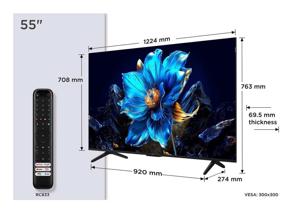 TCL P79K Serie Smart TV QLED 4K 55" 55P79K, Dolby Vision - Atmos, HDR10+, Google TV