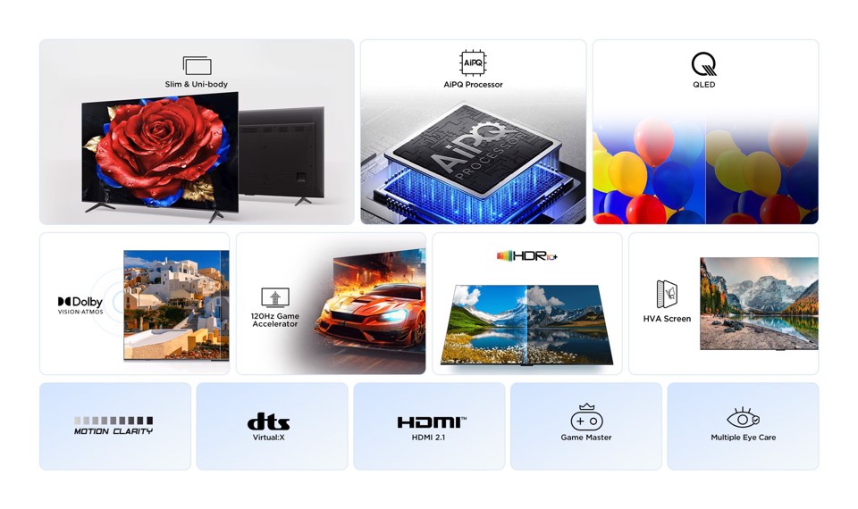 TCL P79K Serie Smart TV QLED 4K 55" 55P79K, Dolby Vision - Atmos, HDR10+, Google TV
