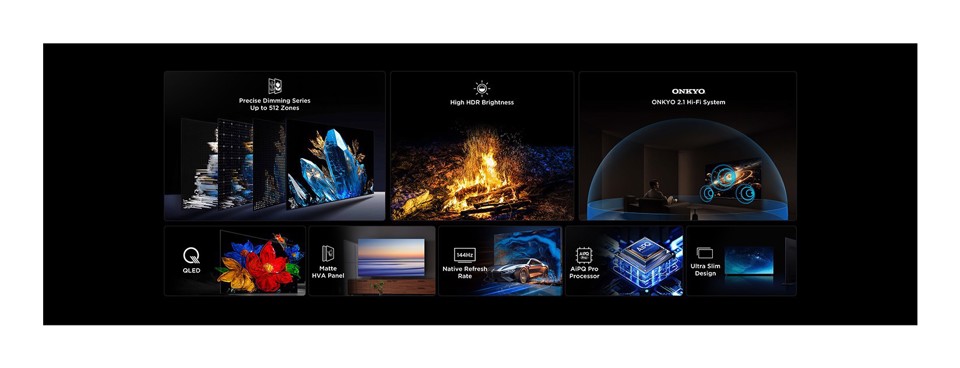 TCL Serie C69K Smart TV QD-MiniLED 4K 65" 65C69K, 144Hz, audio Onkyo 2.1, Dolby Vision IQ & Atmos, Google TV