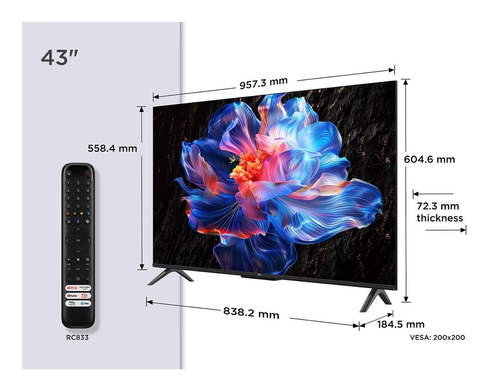 TCL Serie Smart TV 4K Ultra HD 43" 43P69K, Dolby Audio, HDR10+, Google TV