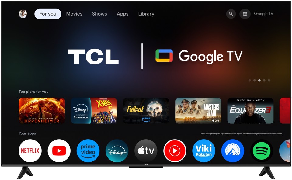 TCL T69C 55T69C 50" QLED, TV Direct LED, TV 4K HDR, Smart TV alimentata da Google TV (Dolby Vision & Atmos, Game Master, Motion Clarity, compatibile con Google Assistant e Alexa)