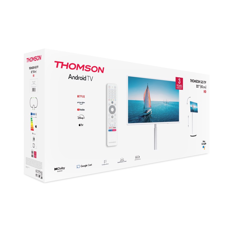 Thomson 32HA4M44 TV e monitor portatile TV portatile Bianco 81,3 cm (32") 1366 x 768 Pixel