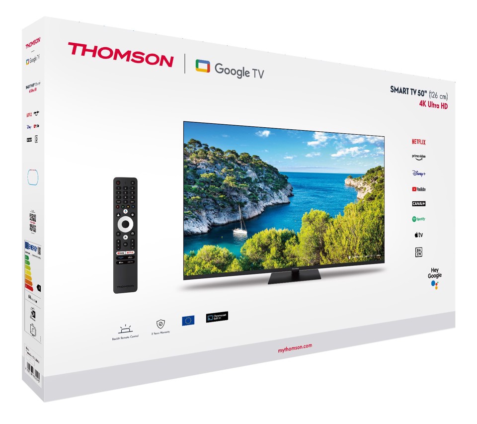Thomson 43\" 4K UHD Google TV filigranes Rahmendesign 109,2 cm (43") 4K Ultra HD Smart TV Wi-Fi Nero