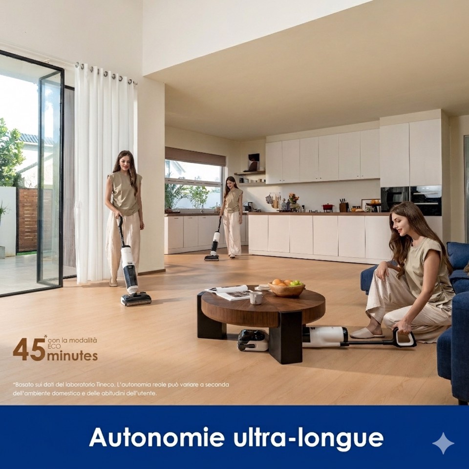 Tineco FLOOR ONE i6 MAX PRO Lavapavimenti, Design reclinabile a 180°, aspirazione 22000 Pa, zero grovigli, 45 minuti di autonomia, auto-pulizia FlashDry a 85°C
