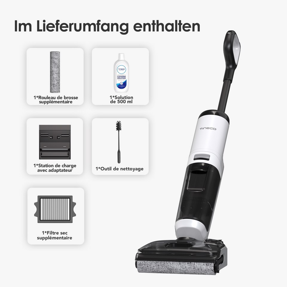 Tineco FLOOR ONE i6 MAX PRO Lavapavimenti, Design reclinabile a 180°, aspirazione 22000 Pa, zero grovigli, 45 minuti di autonomia, auto-pulizia FlashDry a 85°C