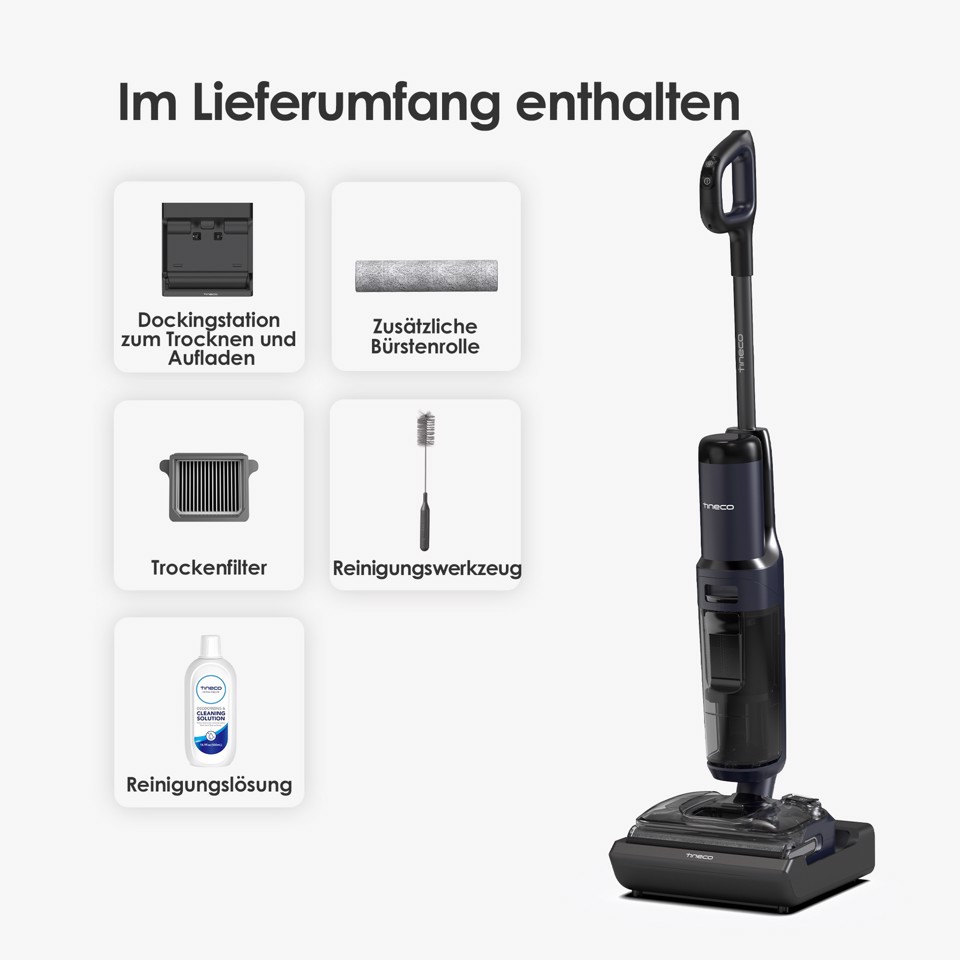 Tineco Floor ONE S7 Stretch Lavapavimenti, Design reclinabile a 180°, aspirazione 21000 Pa, zero grovigli, 50 minuti di autonomia, auto-pulizia FlashDry a 85°C