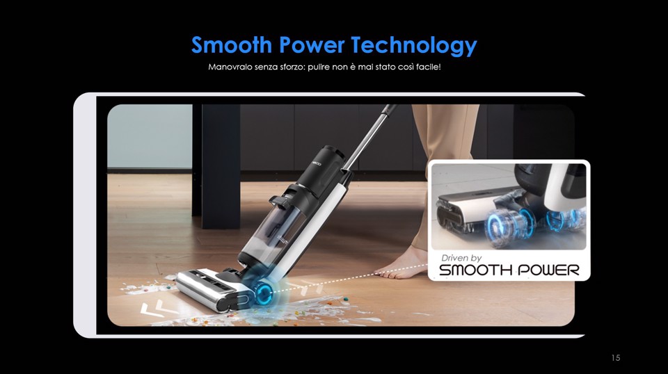 Tineco Floor ONE S7 Stretch Lavapavimenti, Design reclinabile a 180°, aspirazione 21000 Pa, zero grovigli, 50 minuti di autonomia, auto-pulizia FlashDry a 85°C