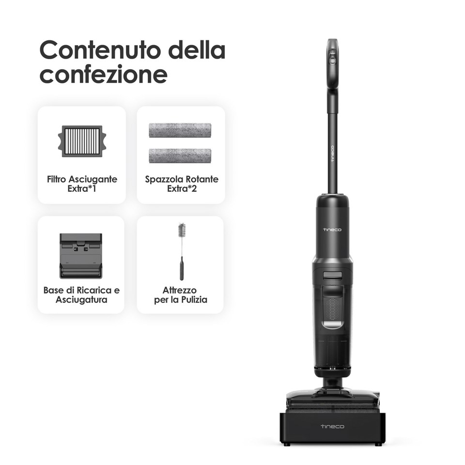 Tineco FLOOR ONE S7 Stretch Steam Lavapavimenti a Vapore, 140℃ HyperSteam, Design reclinabile a 180° , Design Anti-groviglio, Auto-pulizia FlashDry, Fino a 80 min di autonomia