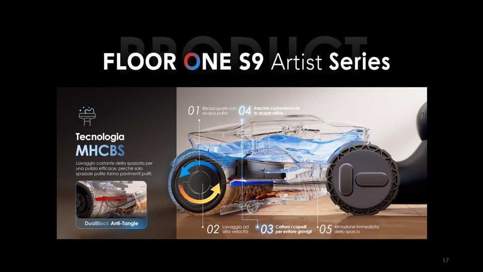 Tineco Floor One S9 Artist Premium Lavapavimenti, Aspirazione di 22 kPa, 360° SmoothDrive, Anti-Tangle, Auto-Pulizia Flashdry a 85°C, 50 Minuti di Autonomia, 180° Lay-Flat