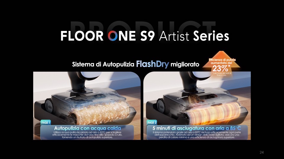 Tineco Floor One S9 Artist Premium Lavapavimenti, Aspirazione di 22 kPa, 360° SmoothDrive, Anti-Tangle, Auto-Pulizia Flashdry a 85°C, 50 Minuti di Autonomia, 180° Lay-Flat