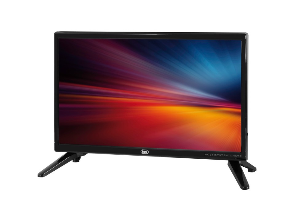 Trevi TV LED 19" HD con ricevitore digitale terrestre DVBT-T2/ DVBS-S2 con codec H.265 10 Bit e alimentatore 12V 3A