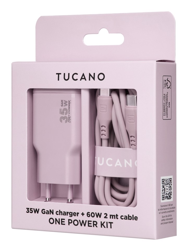 Tucano 9274628 Caricabatterie per dispositivi mobili Smartphone, Computer portatile Rosa AC Ricarica rapida Interno