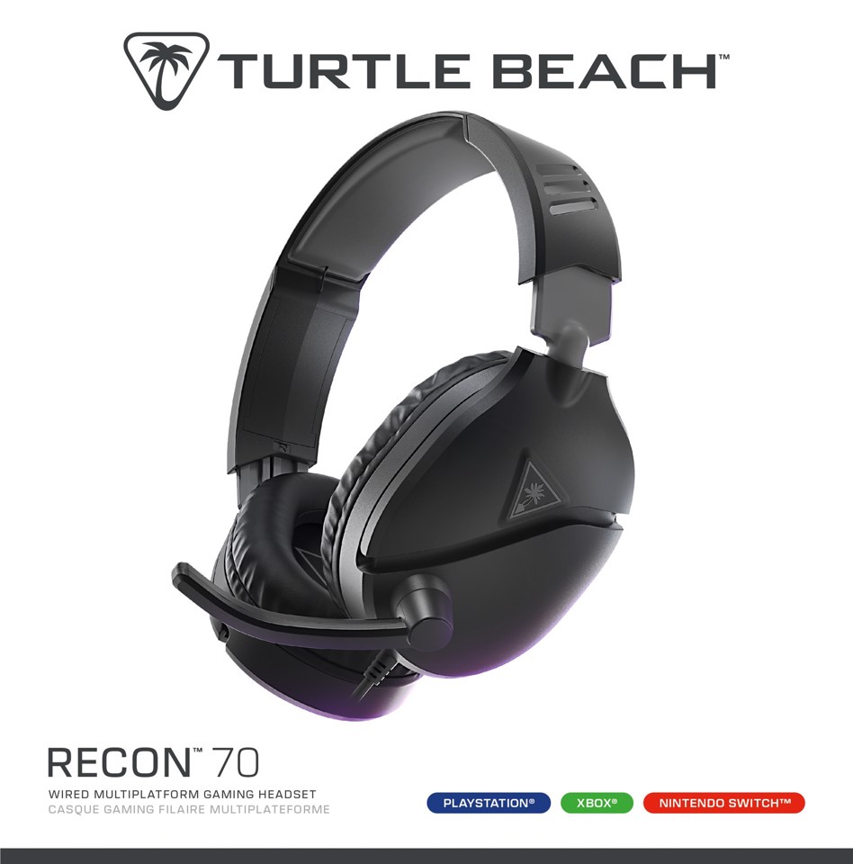 Turtle Beach Recon 70 Nero PlayStation Cuffie da Gioco Multipiattaforma for PS5, PS4, Xbox Series X o S, Xbox One, PC e Mobile