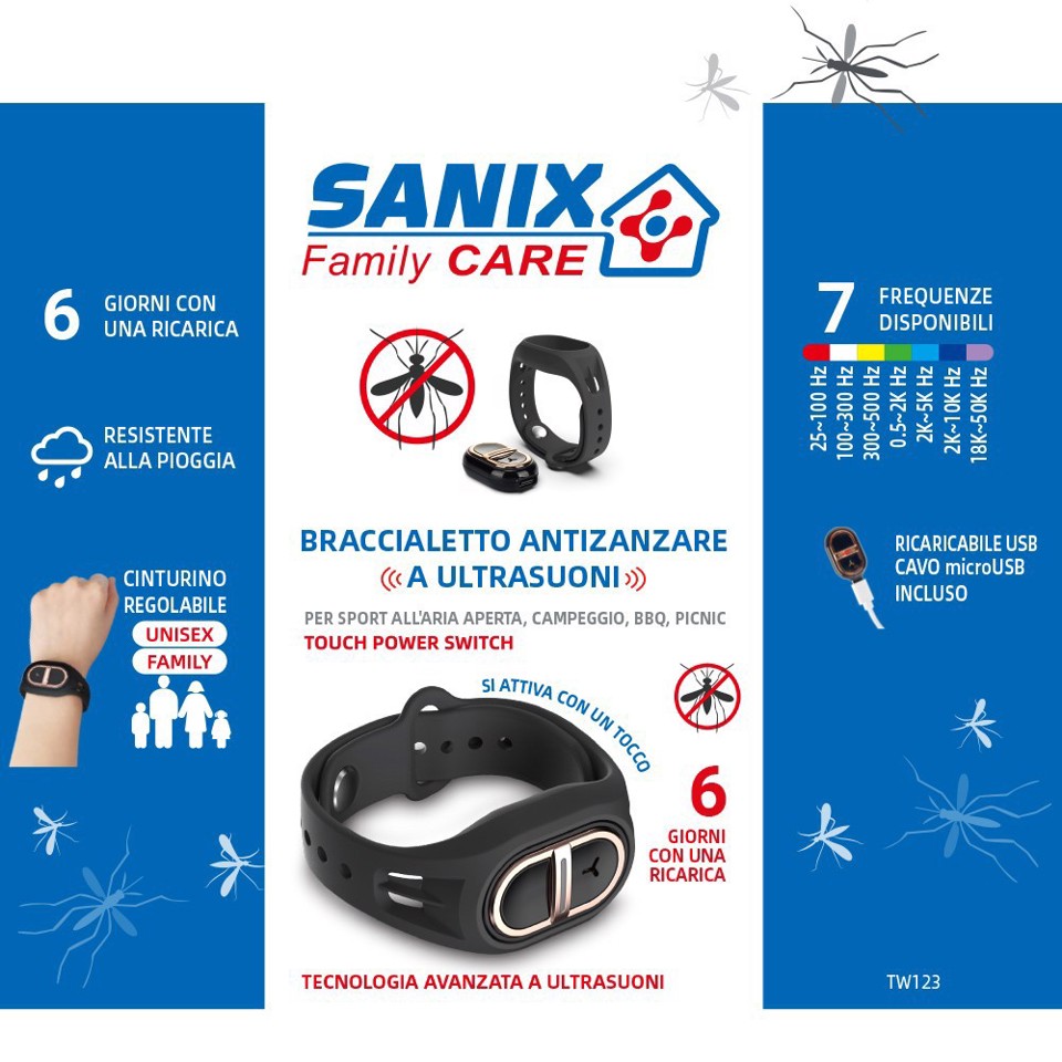 SANIX Braccialetto Antizanzare a Ultrasuoni