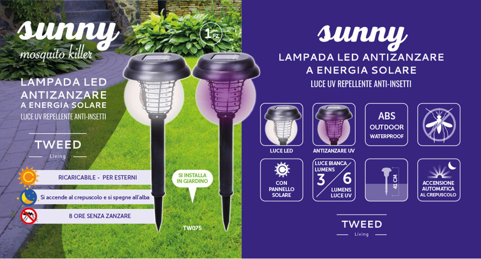 TWEED Sunny Automatico Insetticida Adatto per uso esterno Nero