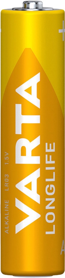 Varta Longlife, Batteria Alcalina, AAA, Micro, LR03, 1.5V, Blister da 4, Made in Germany
