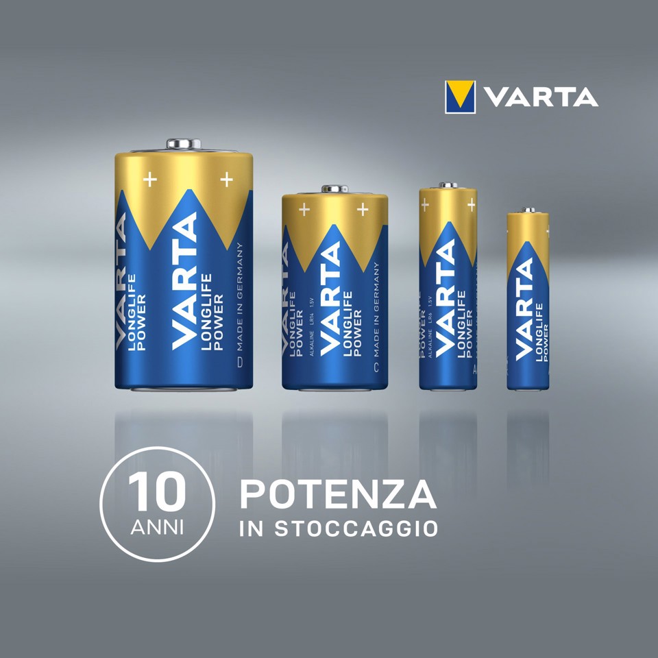Varta Longlife Power, Batteria Alcalina, 9V, E-Block, 6LP3146