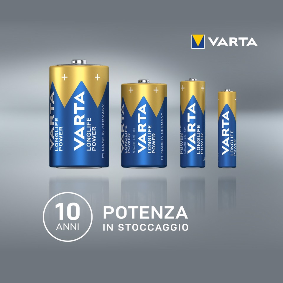 Varta Longlife Power, Batteria Alcalina, 9V, E-Block, 6LP3146