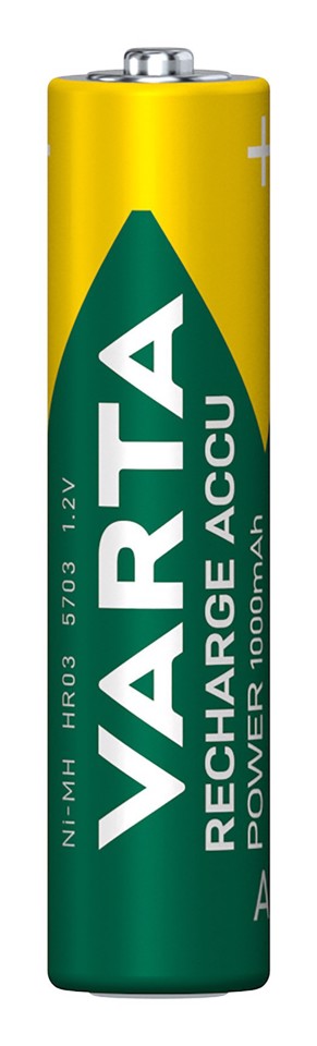 Varta Recharge Accu Power AAA 1000 mAh Blister da 2 (Batteria NiMH Accu Precaricata, Micro, ricaricabile, pronta all'uso)