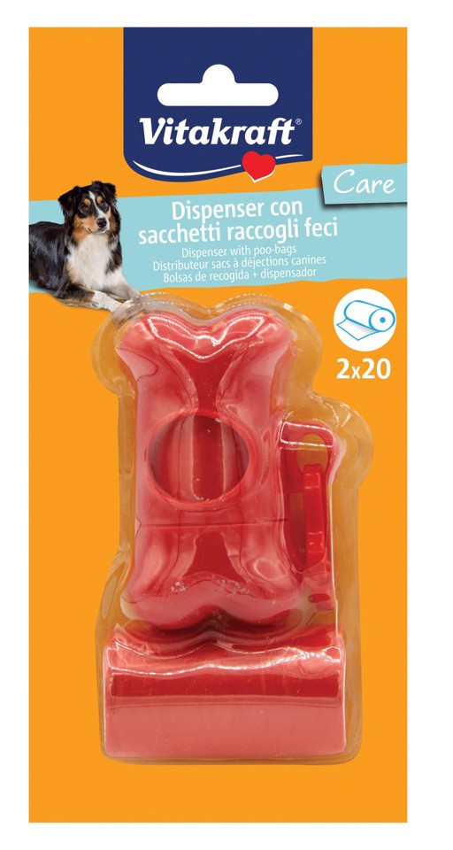 Vitakraft 20266 Dispenser di sacchetti a forma di osso 40pz