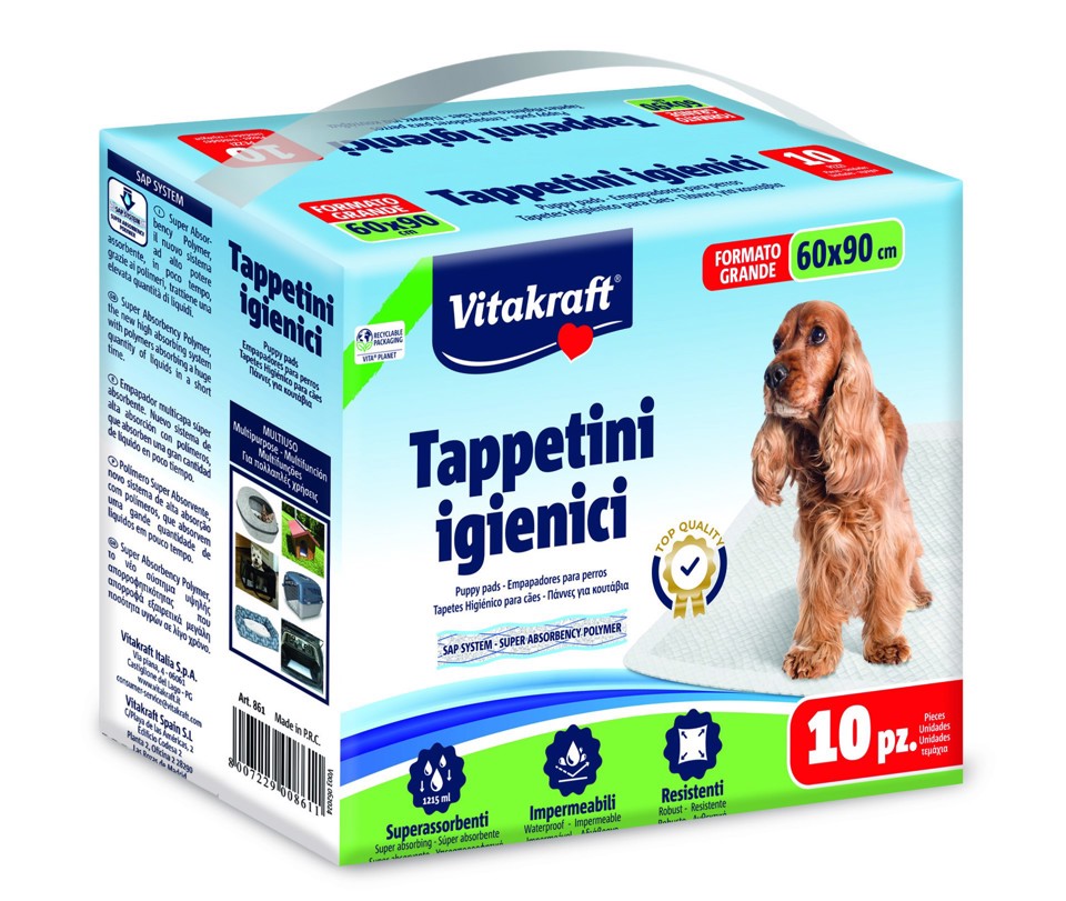 Vitakraft 861V Tappetini igienici 60x90cm 10 pz