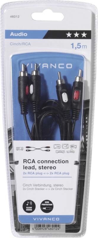 Vivanco VVA2RCA15MMK cavo audio 1,5 m 2 x RCA Nero