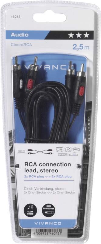 Vivanco VVA2RCA25MMK cavo audio 2,5 m 2 x RCA Nero