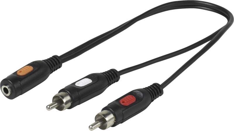 Vivanco VVAJACK2RCA02MF cavo audio 0,2 m 2 x RCA 3.5mm Nero