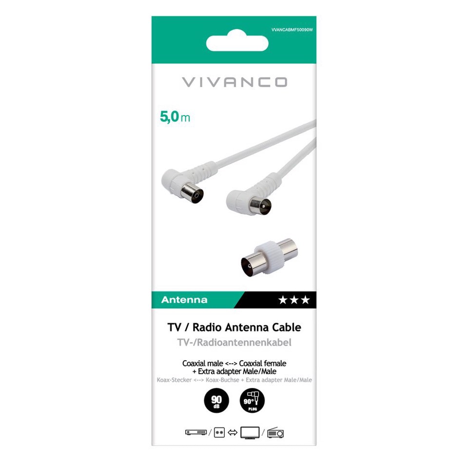 Vivanco VVANCABMF50090W cavo coassiale 5 m Tipo F