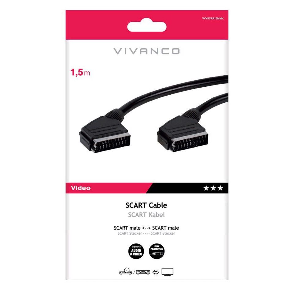 Vivanco VVVSCAR15MMK Cavo SCART 1,5 m SCART (21-pin) Nero