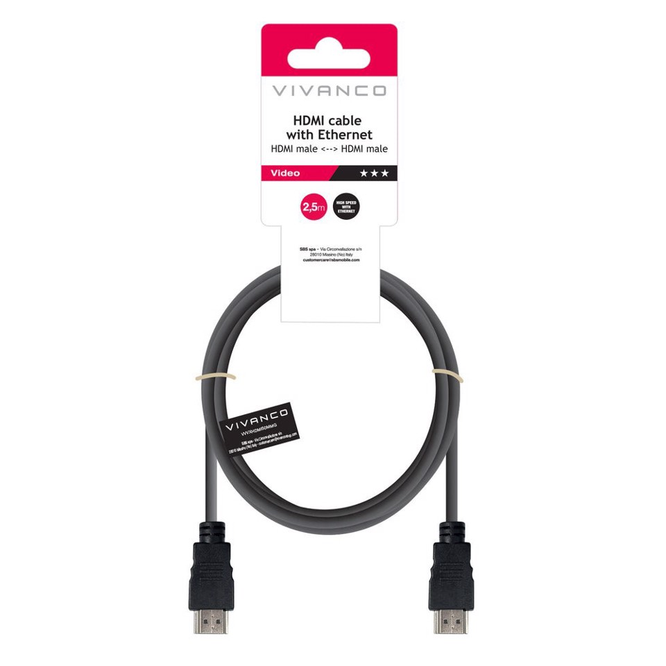 Vivanco VVVXHDMI25MMGK cavo HDMI 2,5 m HDMI tipo A (Standard) Nero