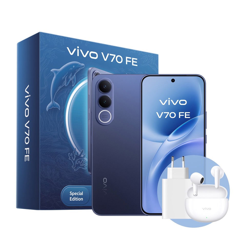VIVO V70 FE + BUD 17,4 cm (6.83") Doppia SIM Android 16.0 5G USB tipo-C 8 GB 512 GB 7000 mAh Blu