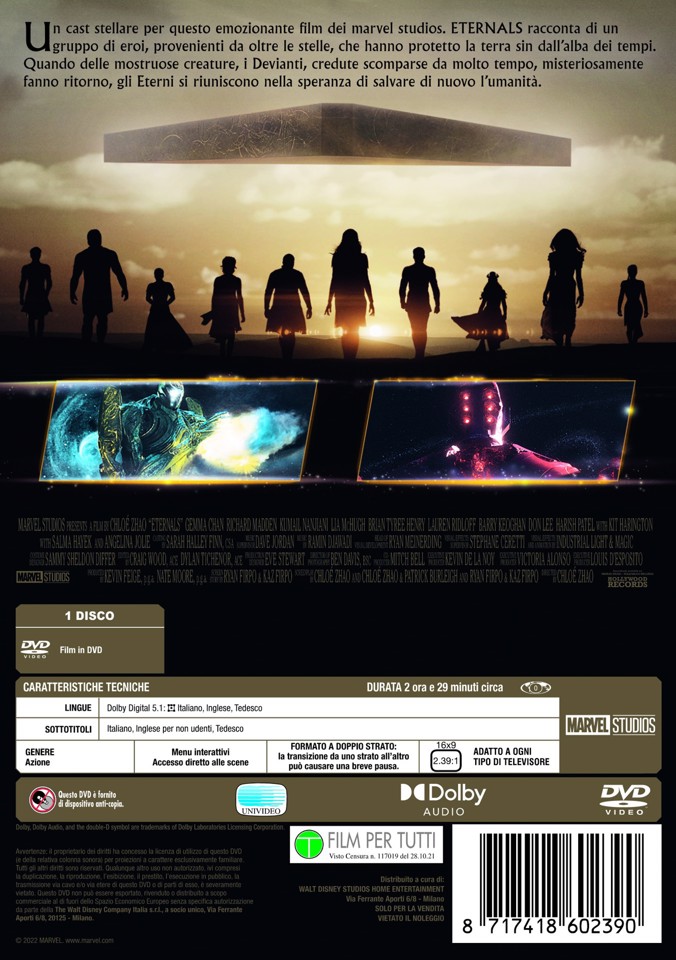 Walt Disney Pictures Eternals DVD Tedesca, Inglese, ITA