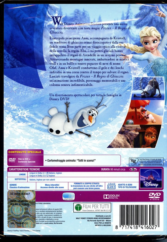 Walt Disney Pictures Frozen: Il regno di ghiaccio DVD 2D Inglese, ITA