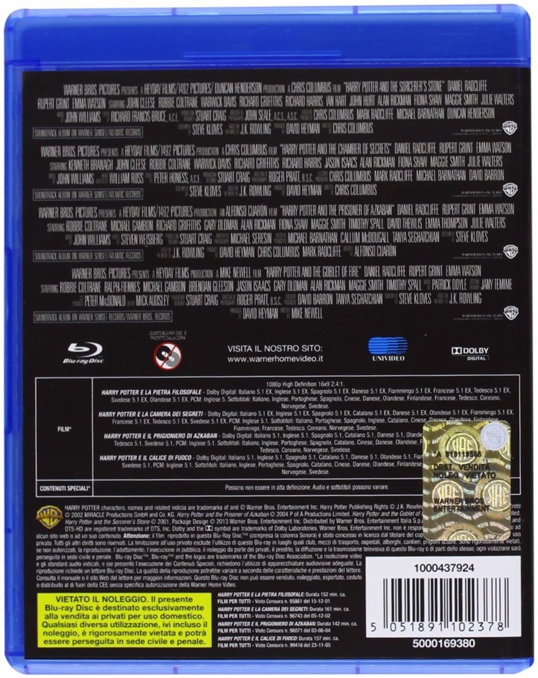Warner Home Video 4 grandi film Harry Potter