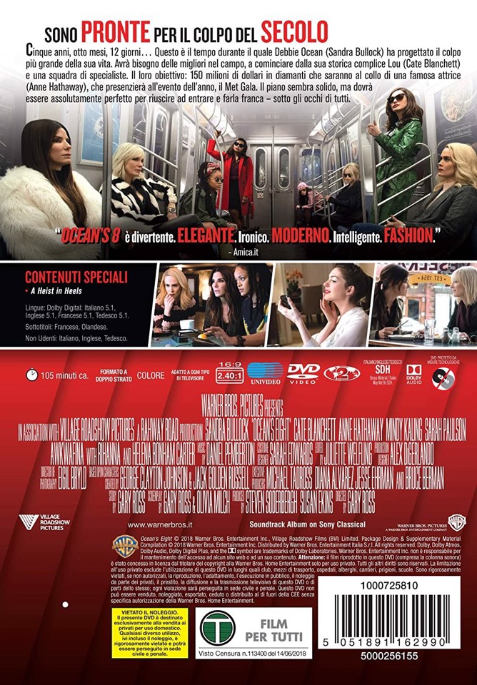 Warner Home Video Ocean’s 8 DVD Tedesca, Inglese, Francese, ITA