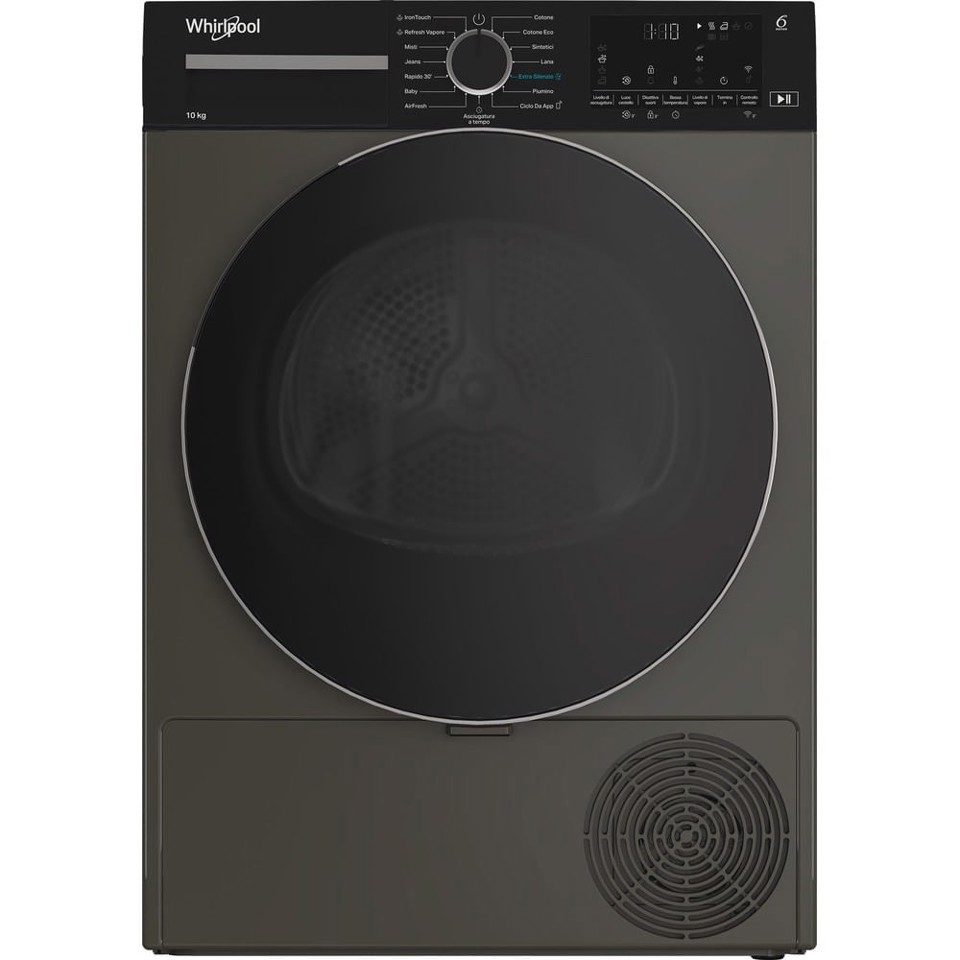 Whirlpool C WD 104M GBS IT, Capacità 10kg, classe C, colore Manhattan Grey, Display digitale XL, Wi-Fi, IronTouch