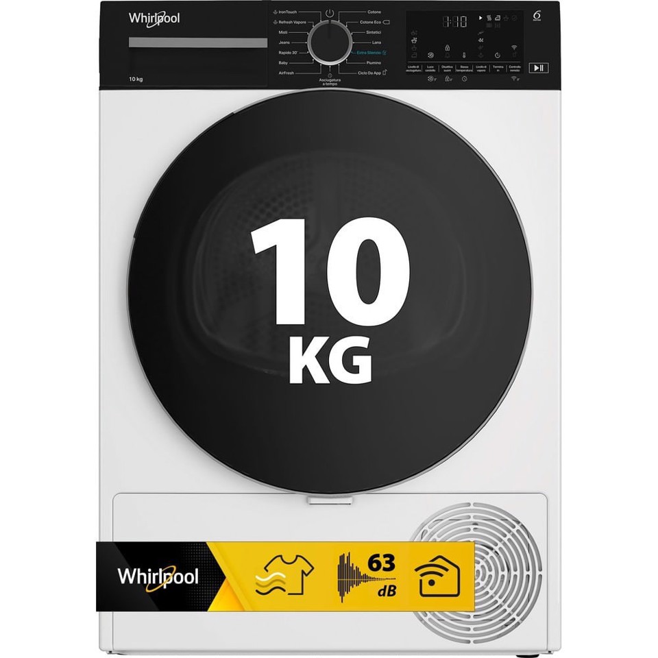 Whirlpool C WD 104M WBS IT, Capacità 10kg, classe C, colore White, Display digitale XL, Wi-Fi, IronTouch