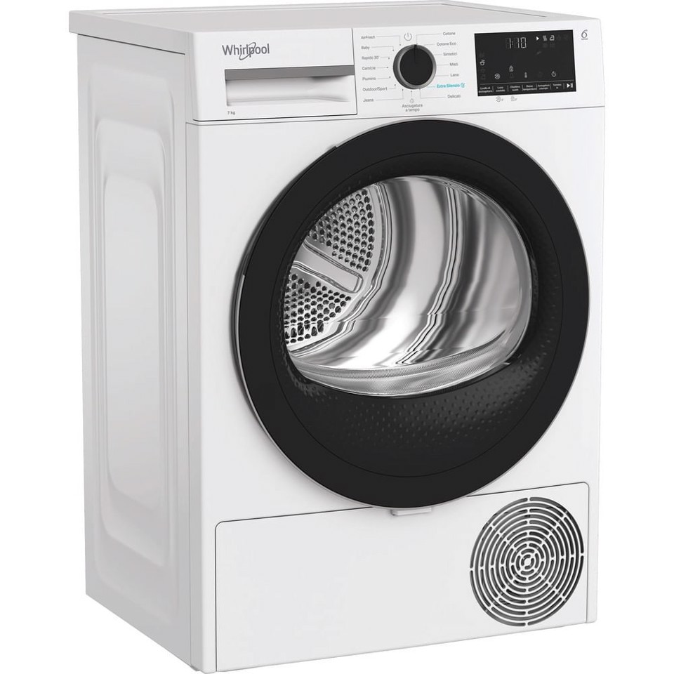 Whirlpool C WD R47M WBS IT, Capacità 7kg, classe C, colore White, Display digitale XL, porta nera, Slim | Profondità mobile: 46 cm, Wi-Fi